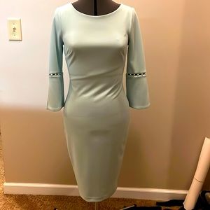 Baby blue Calvin Klein Dress! Pearls!